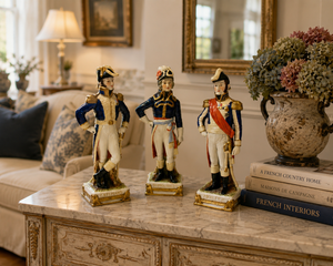 Vintage Porcelain Figurines Trio of French Generals Hand Painted
