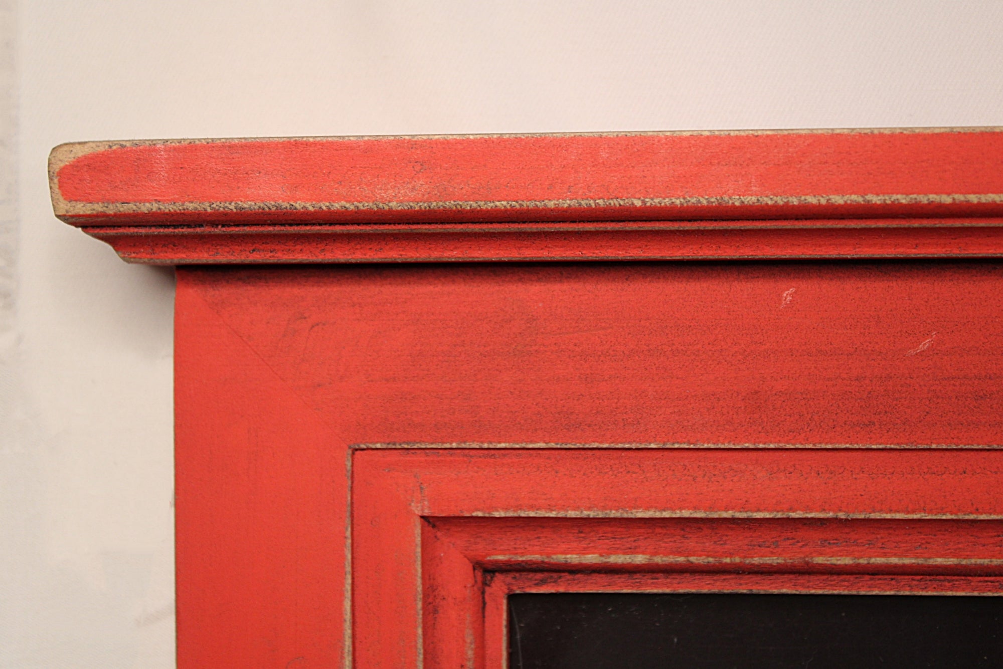 Folk Art Massachusetts Artist Diane Ulmer Pedersen Framed Print top closeup of red wooden frame