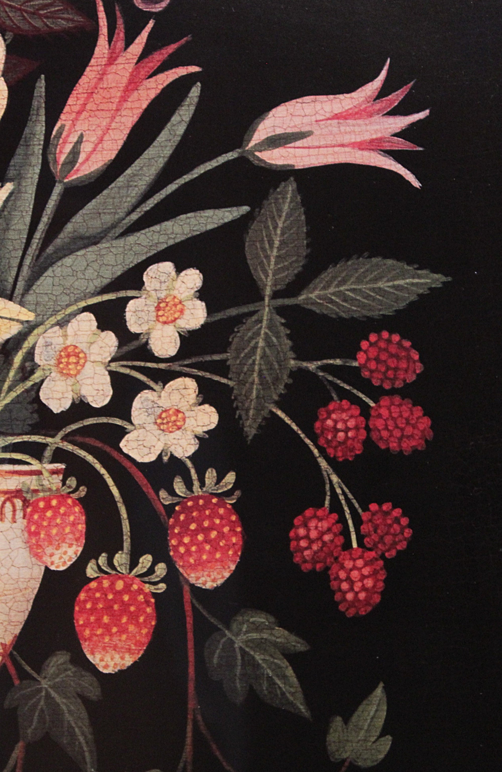 Folk Art Massachusetts Artist Diane Ulmer Pedersen Framed Print Berries nd flowers-closeup