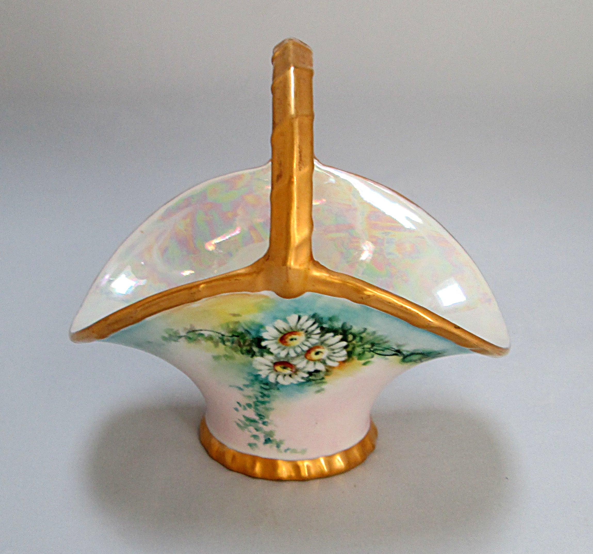 Hand Painted and Gilded German Porcelain Basket