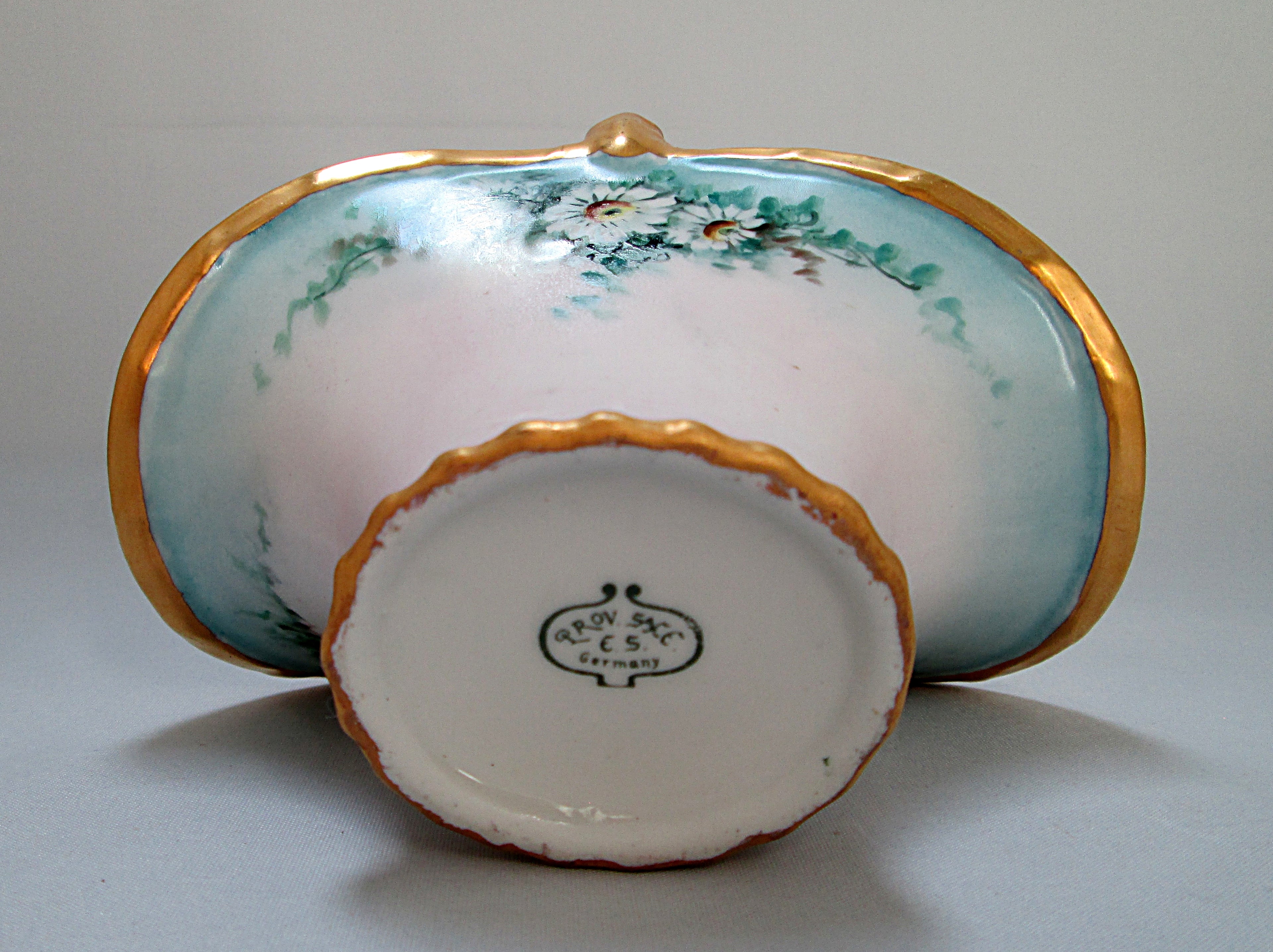 Hand Painted and Gilded German Porcelain Basket