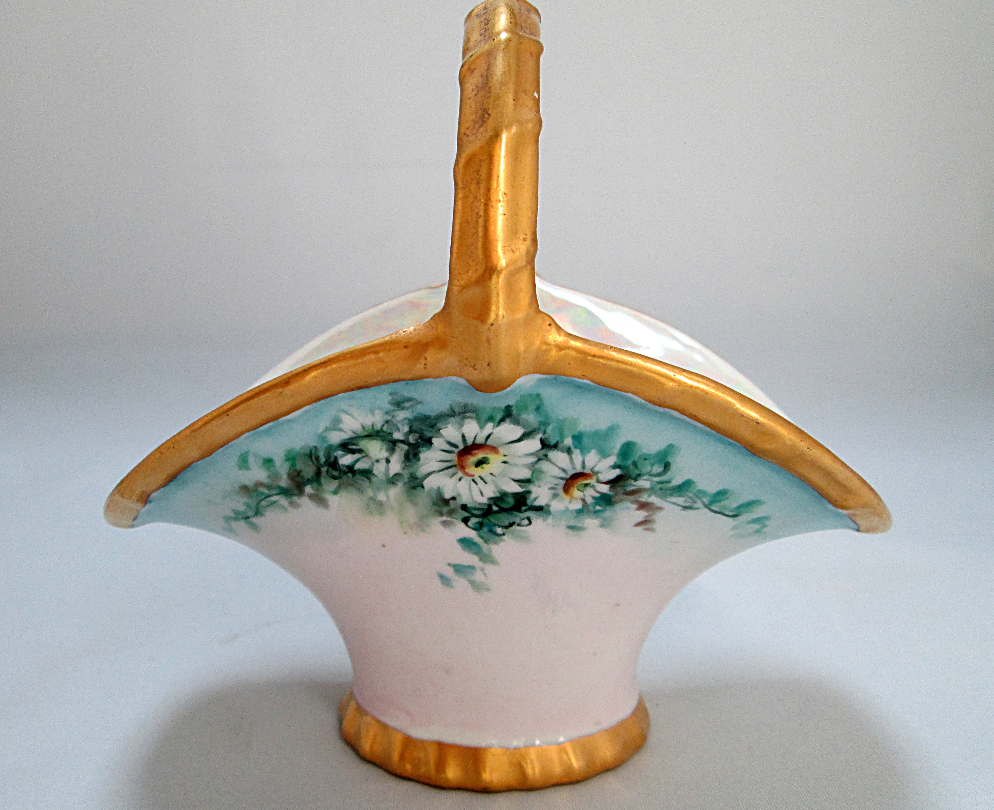 Hand Painted and Gilded German Porcelain Basket