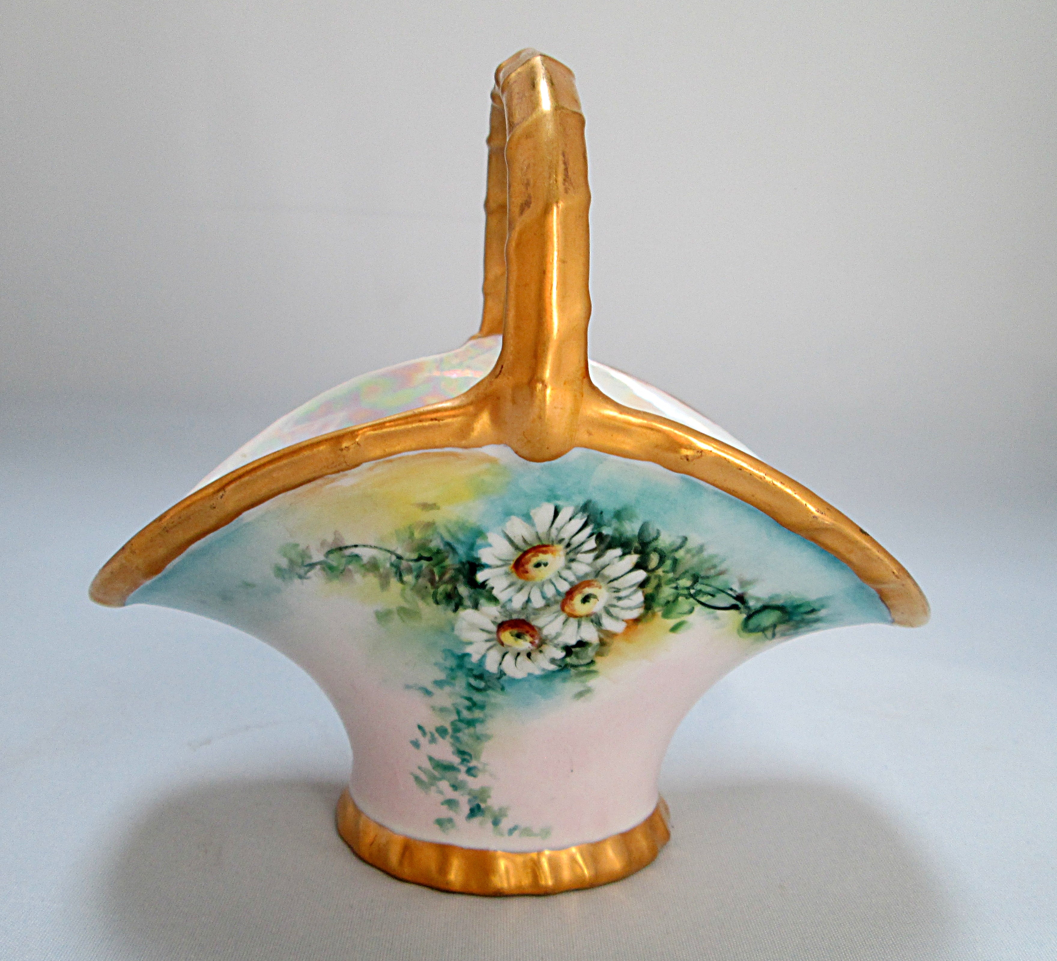 Hand Painted and Gilded German Porcelain Basket