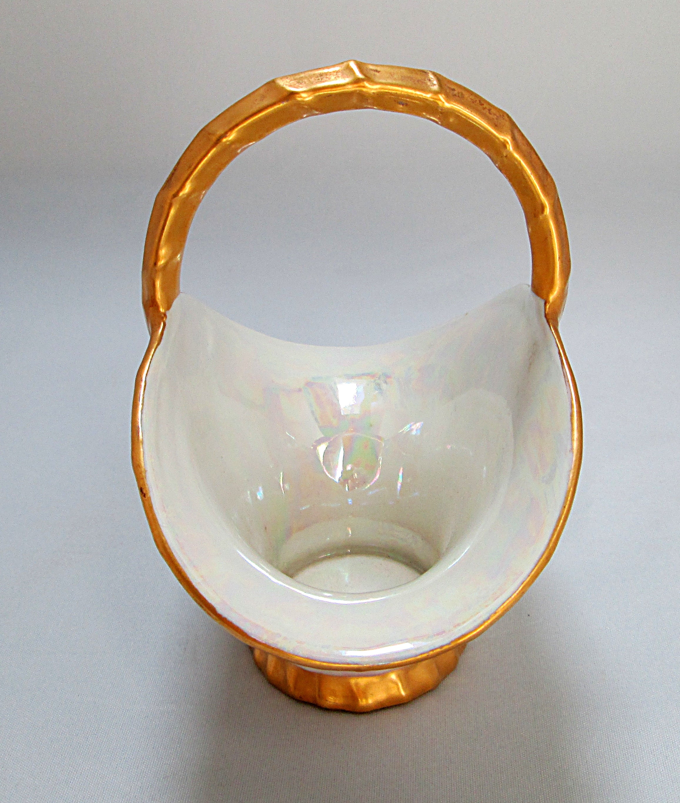 Hand Painted and Gilded German Porcelain Basket