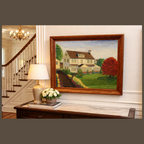 Vintage Oil Painting of House and Gardens Framed & Signed