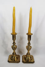 Beehive 1930s English Solid Brass Candlesticks