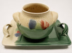 Studio Pottery Bowl and Tray Florida Ceramicist Gene Gandee bowl sitting on tray