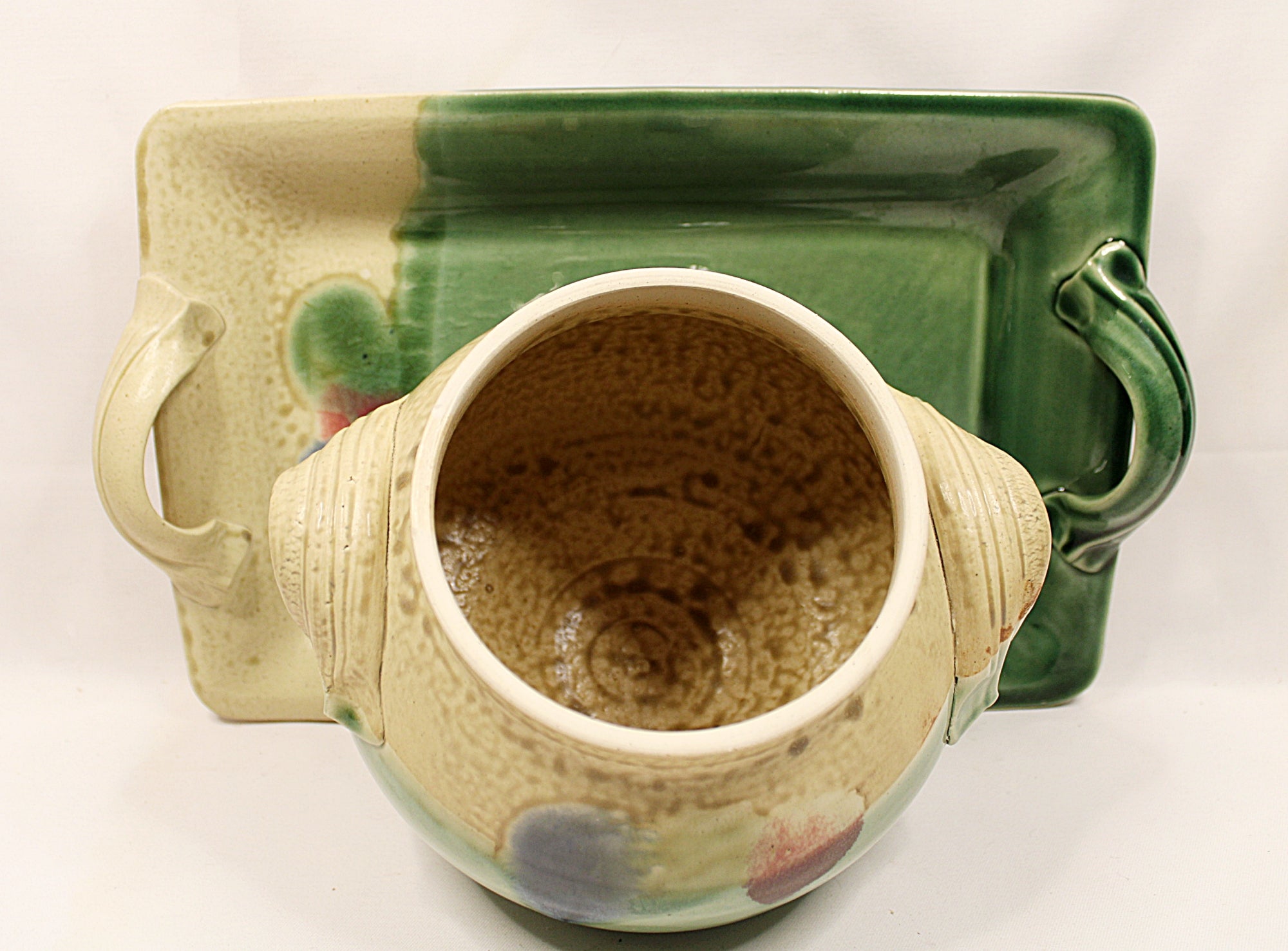 Studio Pottery Bowl and Tray Florida Ceramicist Gene Gandee inside pot view