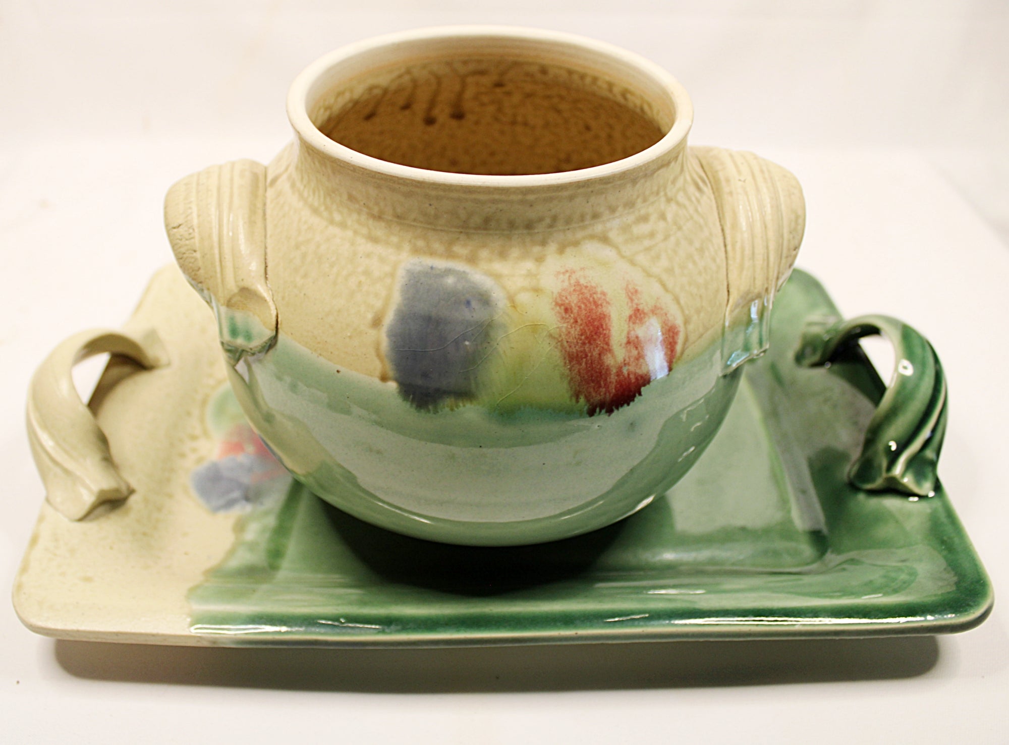 Studio Pottery Bowl and Tray Florida Ceramicist Gene Gandee pot on tray picture two