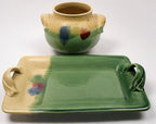 Studio Pottery Bowl and Tray Florida Ceramicist Gene Gandee empty tray in front of bowl