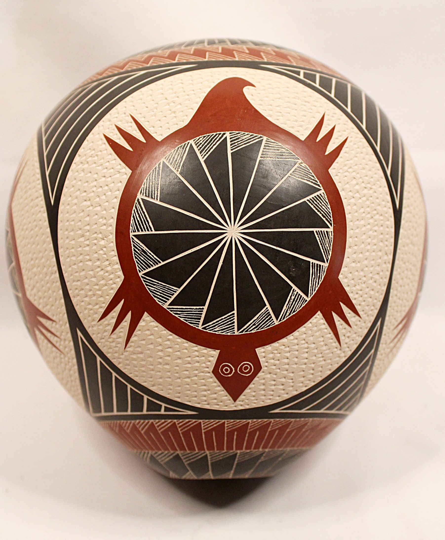 HUMBERTO PINA Polychrome Pottery Turtle Jar Mata Ortiz Mexico Upside down