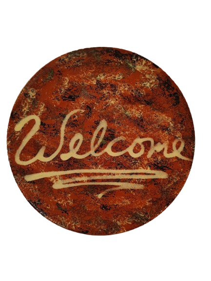  Gris Pottery Redware Plate Illinois stand up view
