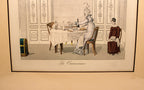 LE BON GENRE: Four 1800s French Etchings Hand Colored Framed Cuisine Themed