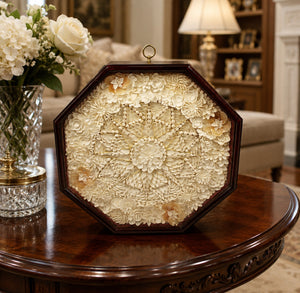 Sailor's Valentine Handmade with Seashells and Mahogany