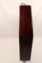 SAILOR'S VALENTINE Handmade with Seashells and Mahogany showing side view of wood frame.