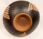 Peruvian Art Pottery Terra Cotta Bowl with Nazca Spider Design full bottom view