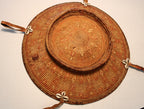 Nigerian Hausa Tribe Basket 18inch  Cowrie Shells and Leather upside down