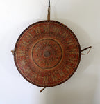 Nigerian Hausa Tribe Basket 18inch  Cowrie Shells and Leather hanging on wall