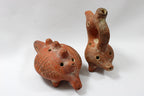 Pre-Columbian Style Pair Bird and Armadillo Ocarinas