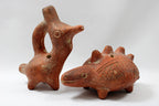 Pre-Columbian Style Pair Bird and Armadillo Ocarinas