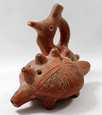 Pre-Columbian Style Pair Bird and Armadillo Ocarinas