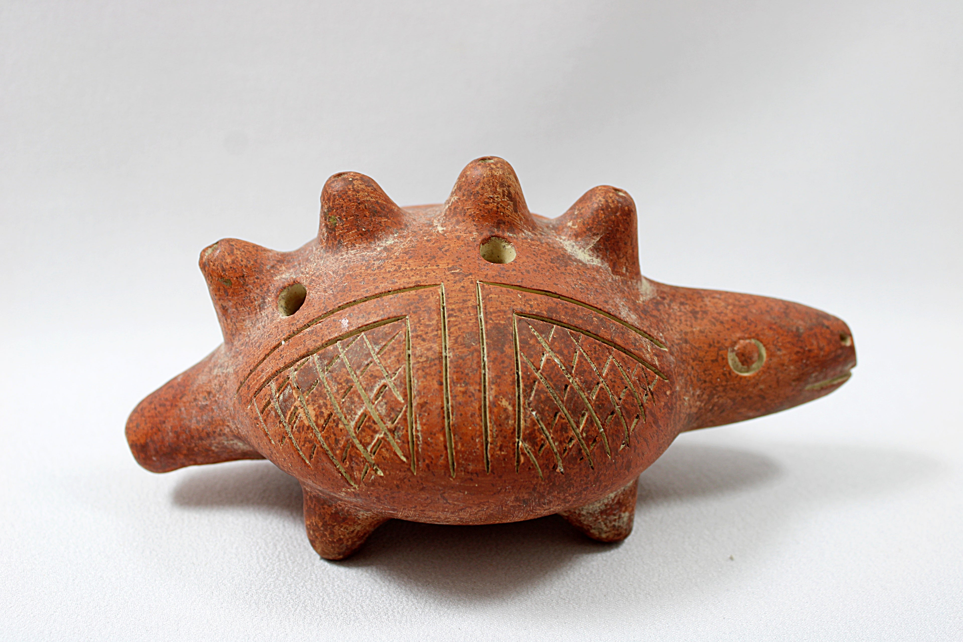 Pre-Columbian Style Pair Bird and Armadillo Ocarinas