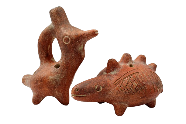 CLAY OCARINAS Pre-Columbian Style Bird and Armadillo