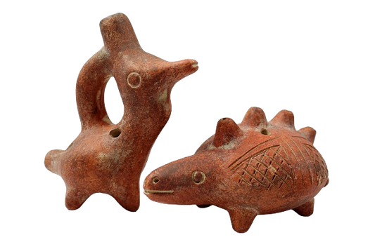 CLAY OCARINAS Pre-Columbian Style Bird and Armadillo