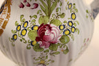 Antique French Faience Lidded Pitcher with Pewter Thumb Lifter