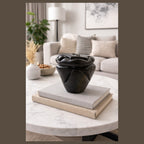 African Shona Owl Sculpture Art Black Serpentine Stone