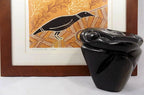 African Shona Owl Sculpture Art Black Serpentine Stone