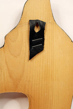 First Nations Thunderbird Wall Plaque Alert Bay BC by Tom Whonnock Back of Carved Tunderbird with black strap hangger.