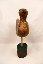 Shorebird Carving on Stand Folk Art Greater Yellow Legs 1993 Signed looking forward