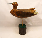 Shorebird Carving on Stand Folk Art Greater Yellow Legs 1993 Signed-seh 93 on bottom of stand