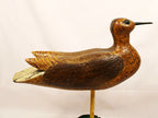 Shorebird Carving on Stand Folk Art Greater Yellow Legs 1993 Signed- closeup looking right
