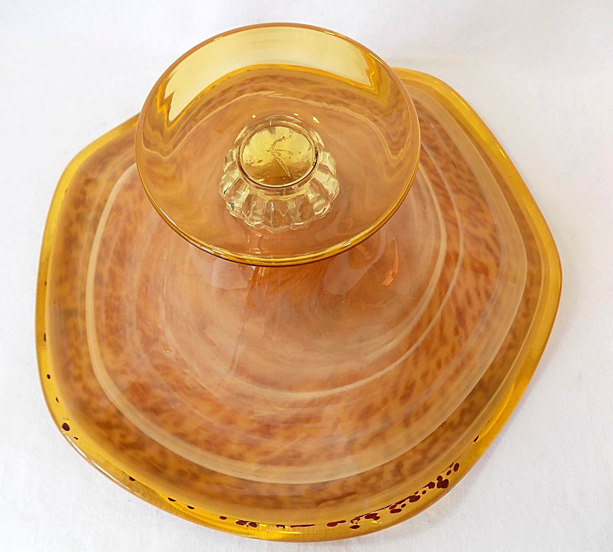 Murano Glass Hand Blown Pedestal Bowl