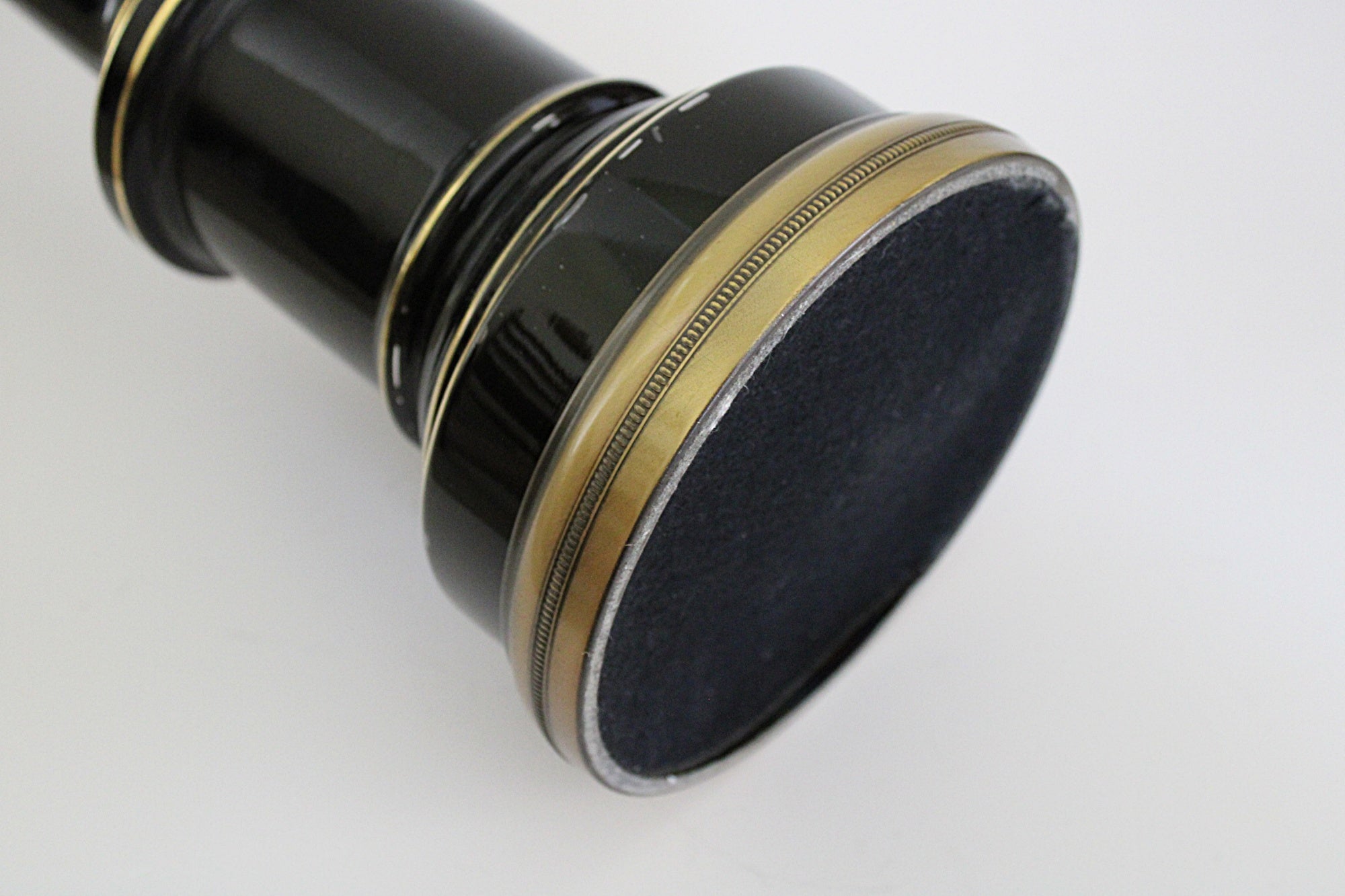 Black and Gold Enameled Vintage Desk or Table Lamp With Milk Glass Shade