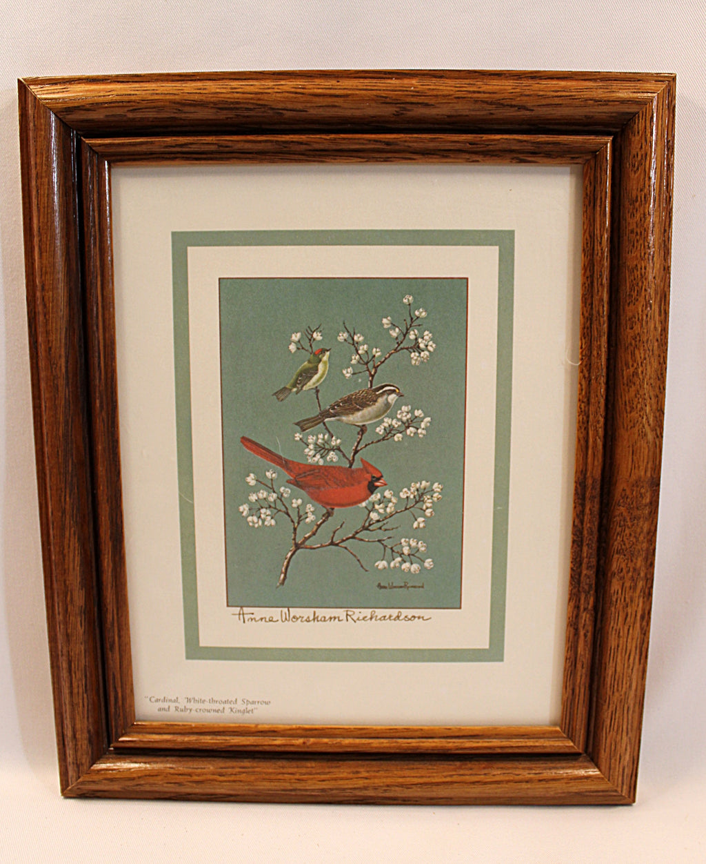  Lithograph Anne Worsham Richardson Three Birds on a Branch Full Front View