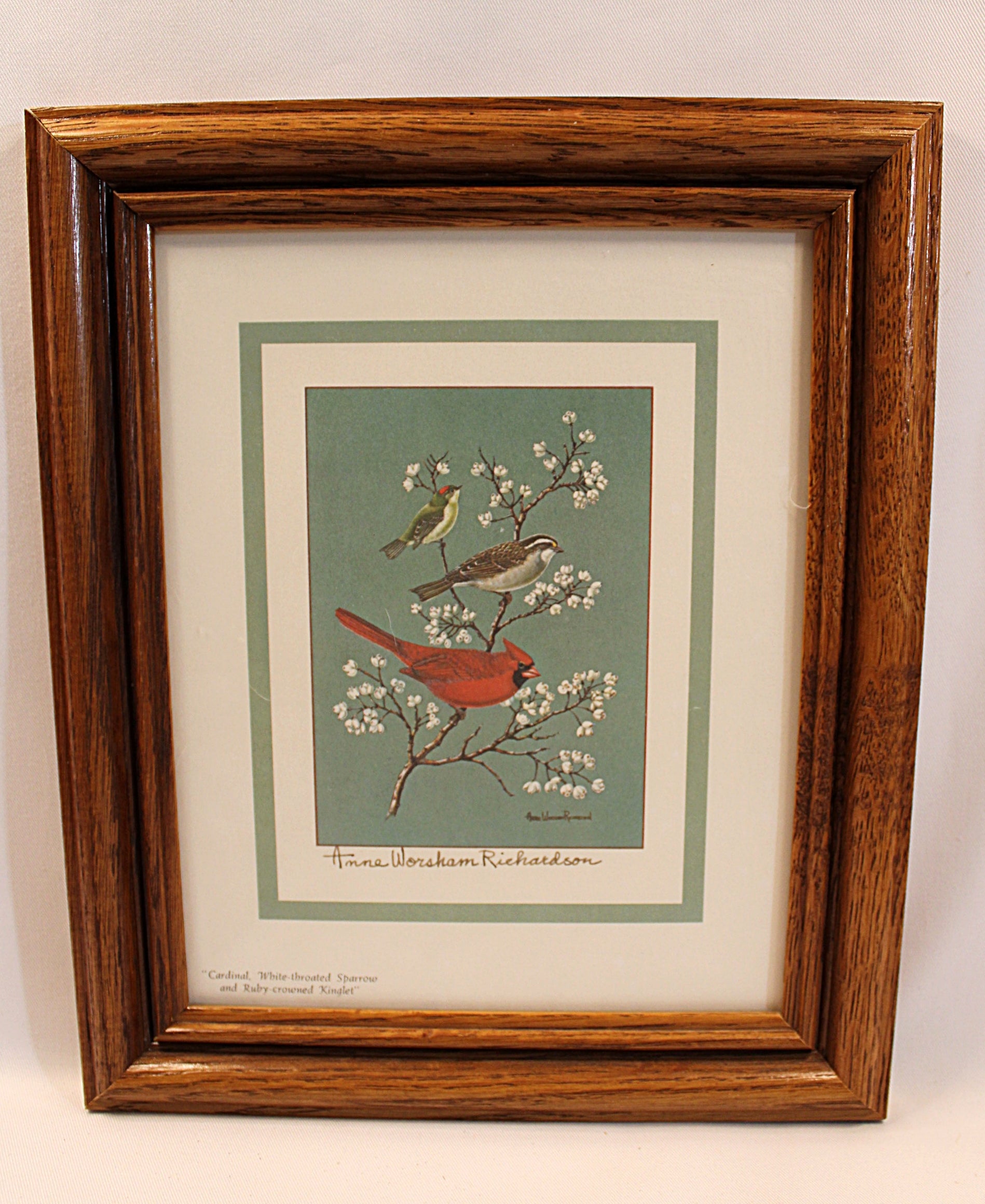  Lithograph Anne Worsham Richardson Three Birds on a Branch Full Front View