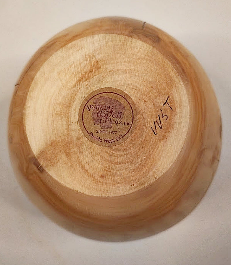 Wooden Vase Colorado Live Edges Inlaid Turquoise-Spinning Aspen Studio full bottom view